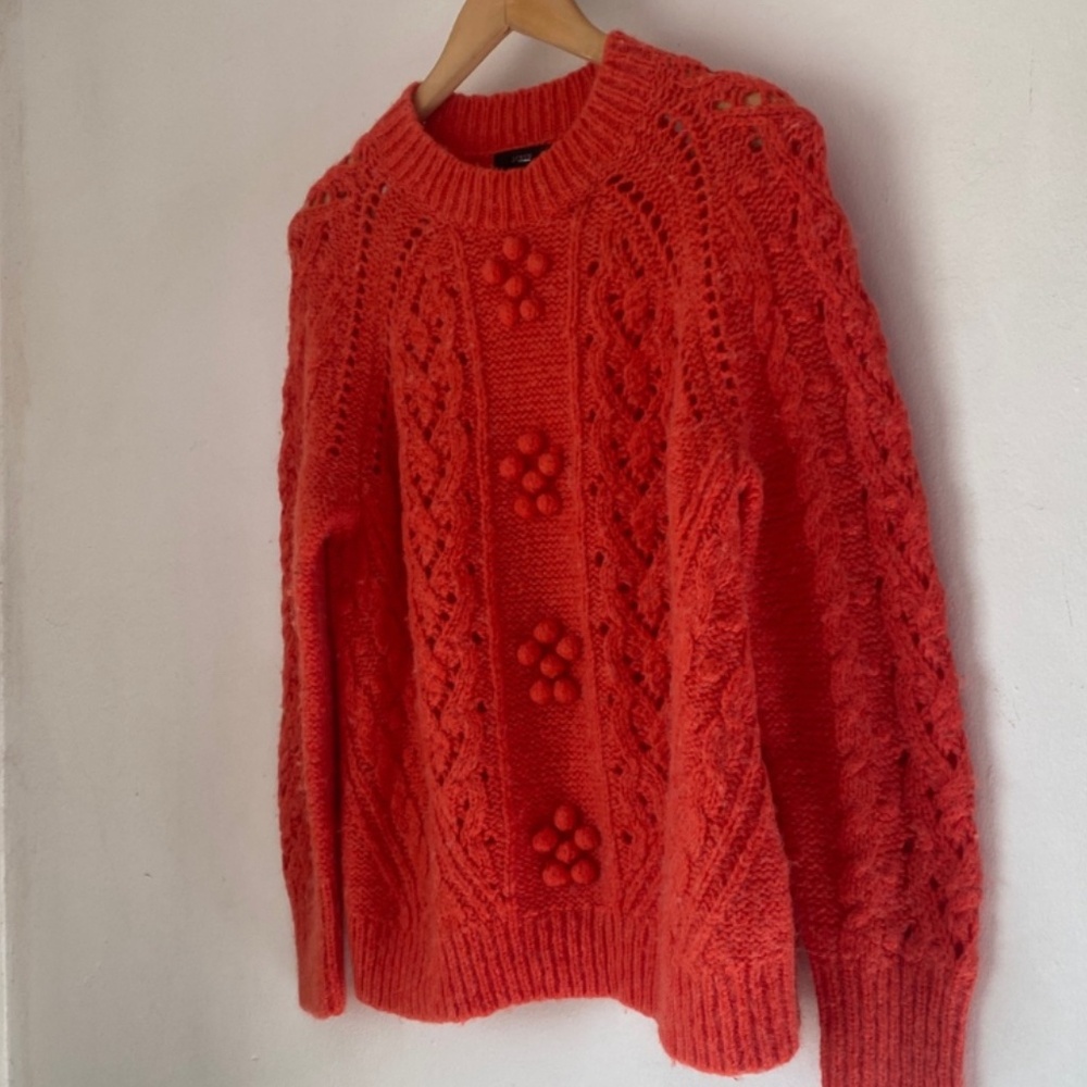 J. Crew M Cable-Knit Pointelle Sweater. - Picture 6 of 12